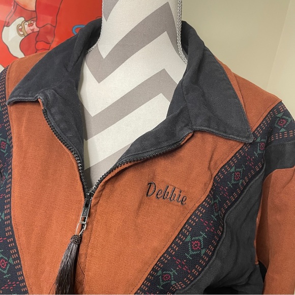 Cripple Creek Southwest Black Tan Embroidered Horse Bomber Jacket “Debbie” Small - Picture 4 of 16